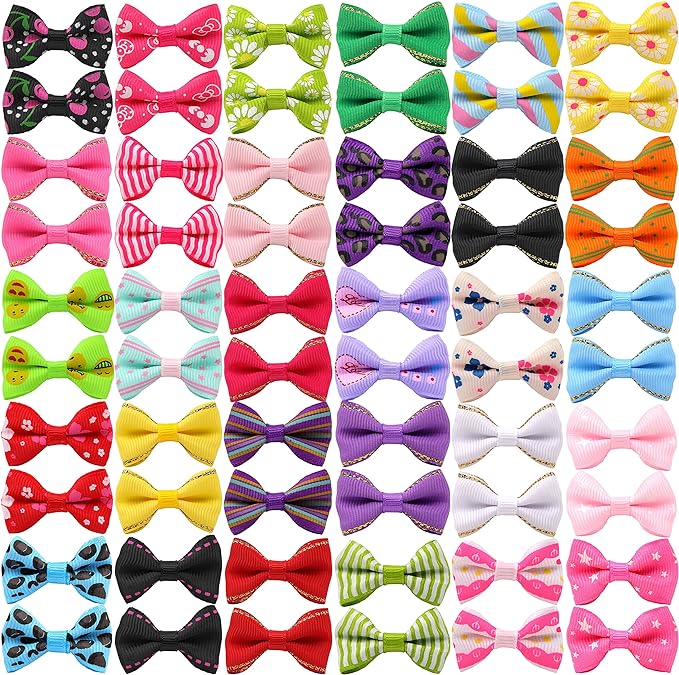 Cute Puppy Dog Small Bowknot Hair Bows with Metal Clips, Handmade Hair Accessories 60PCS (30 Paris)