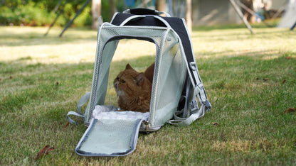 Cat Bubble Backpack with Clear Window, Expandable Pet Travel Carrier for Cats and Dogs (Square Back Expandable-Three Colors)