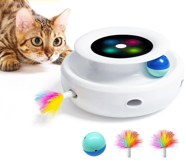 2 in 1 Smart Cat Toys Automatic Feather Fun Ball Toy Set For Cat Dog