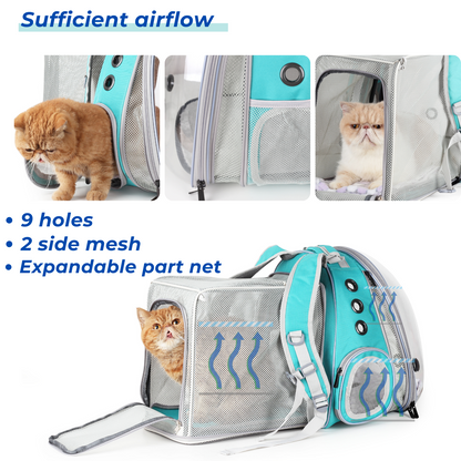 Cat Bubble Backpack with Clear Window, Expandable Pet Travel Carrier for Cats and Dogs(Dual Expandable-Three Colors)