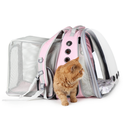 Cat Bubble Backpack with Clear Window, Expandable Pet Travel Carrier for Cats and Dogs(Dual Expandable-Three Colors)