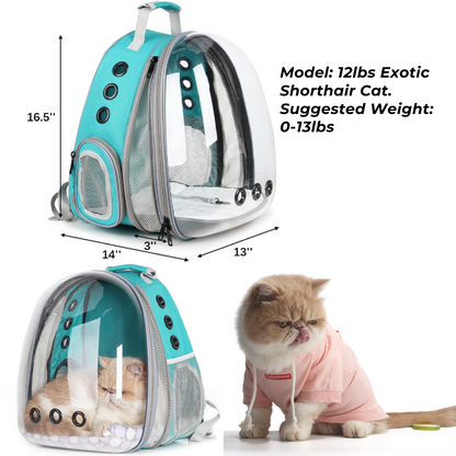 Cat Bubble Backpack with Clear Window, Expandable Pet Travel Carrier for Cats and Dogs (Front Expandable-Three Colors)