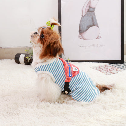 Pet Striped Vest Shirt with Cute Bag for Cats and Puppy