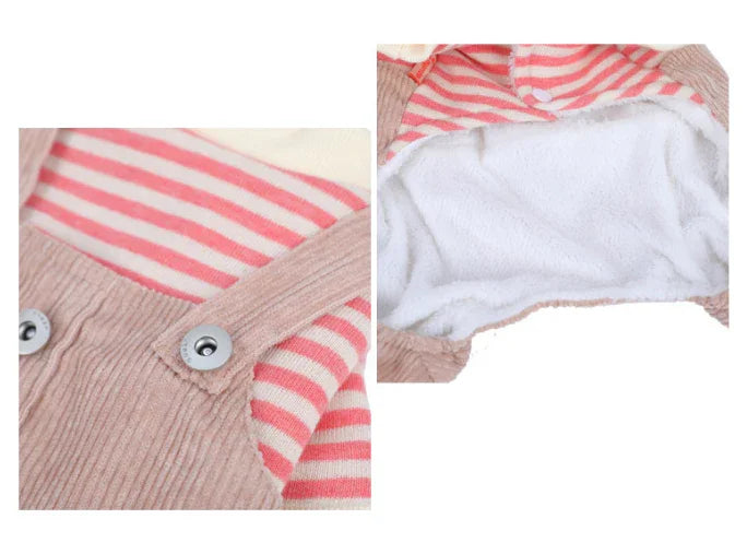 Cat Striped Clothes Cotton Vest Rompers Apparel for Cats Warm Design - lollimeow