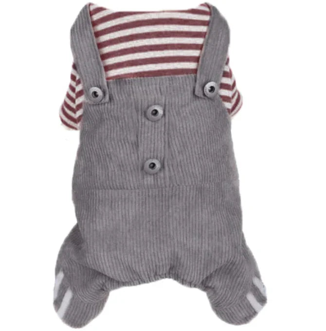 Cat Striped Clothes Cotton Vest Rompers Apparel for Cats Warm Design - lollimeow