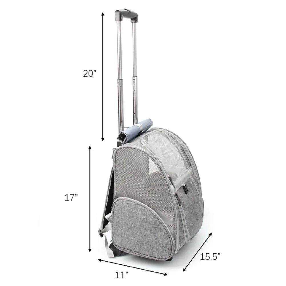 airline approved travel pet backpack & carrier with wheels Pet Geometric Roller-Carrier Backpack Trolley – lollimeow