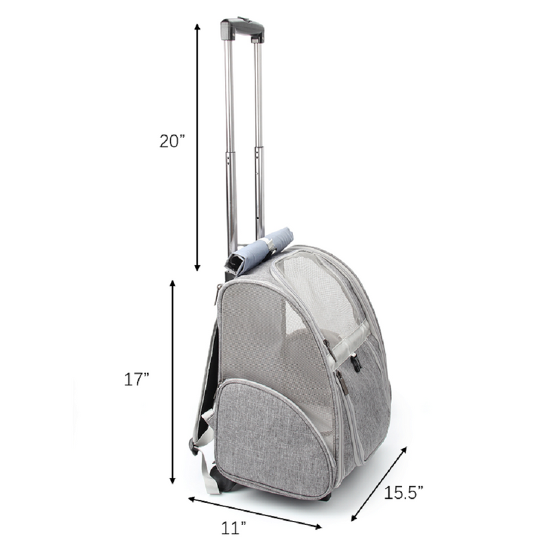 Pet Geometric Roller-Carrier Backpack Trolley