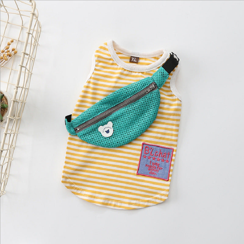 Pet Striped Vest Shirt with Cute Bag for Cats and Puppy