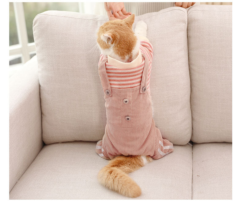 Cat Striped Clothes Cotton Vest Rompers Apparel for Cats Warm Design