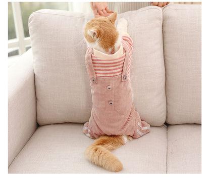 Cat Striped Clothes Cotton Vest Rompers Apparel for Cats Warm Design