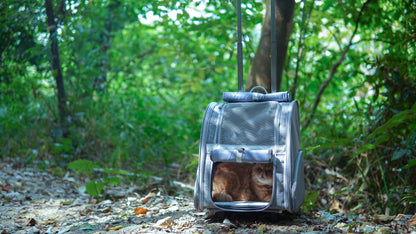 Pet Geometric Roller-Carrier Backpack Trolley