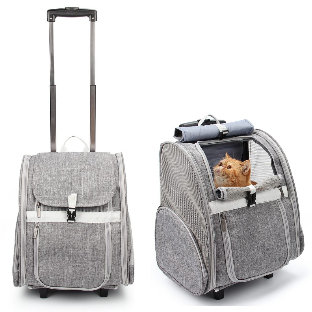 Pet Geometric Roller-Carrier Backpack Trolley