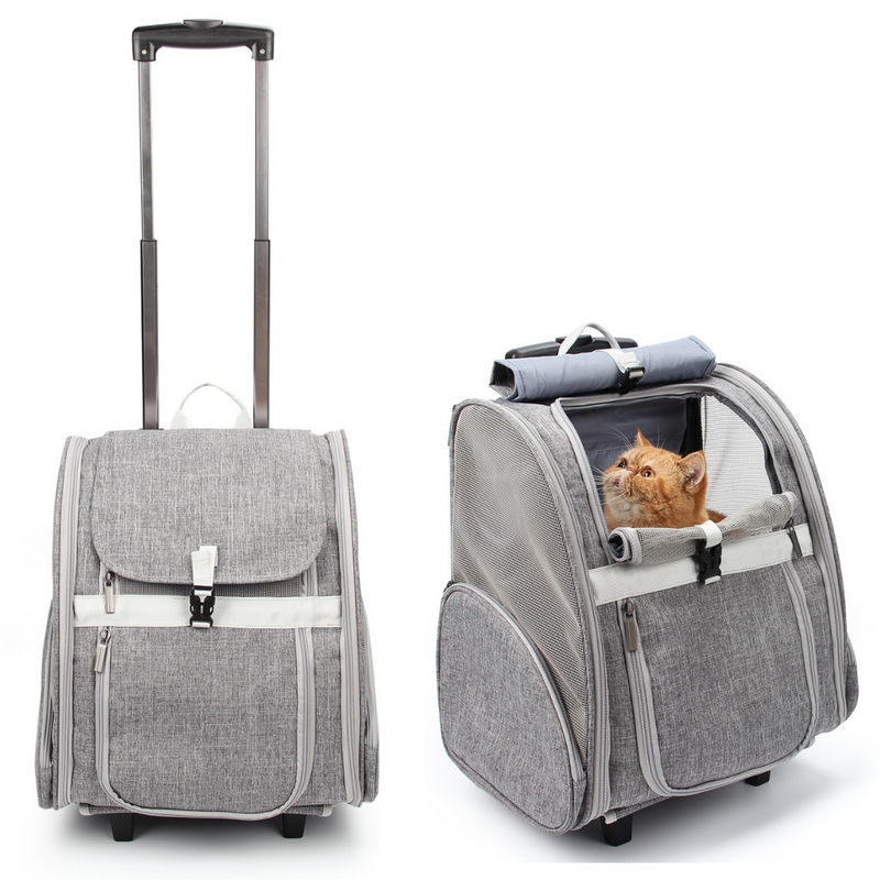 Pet Geometric Roller-Carrier Backpack Trolley – lollimeow