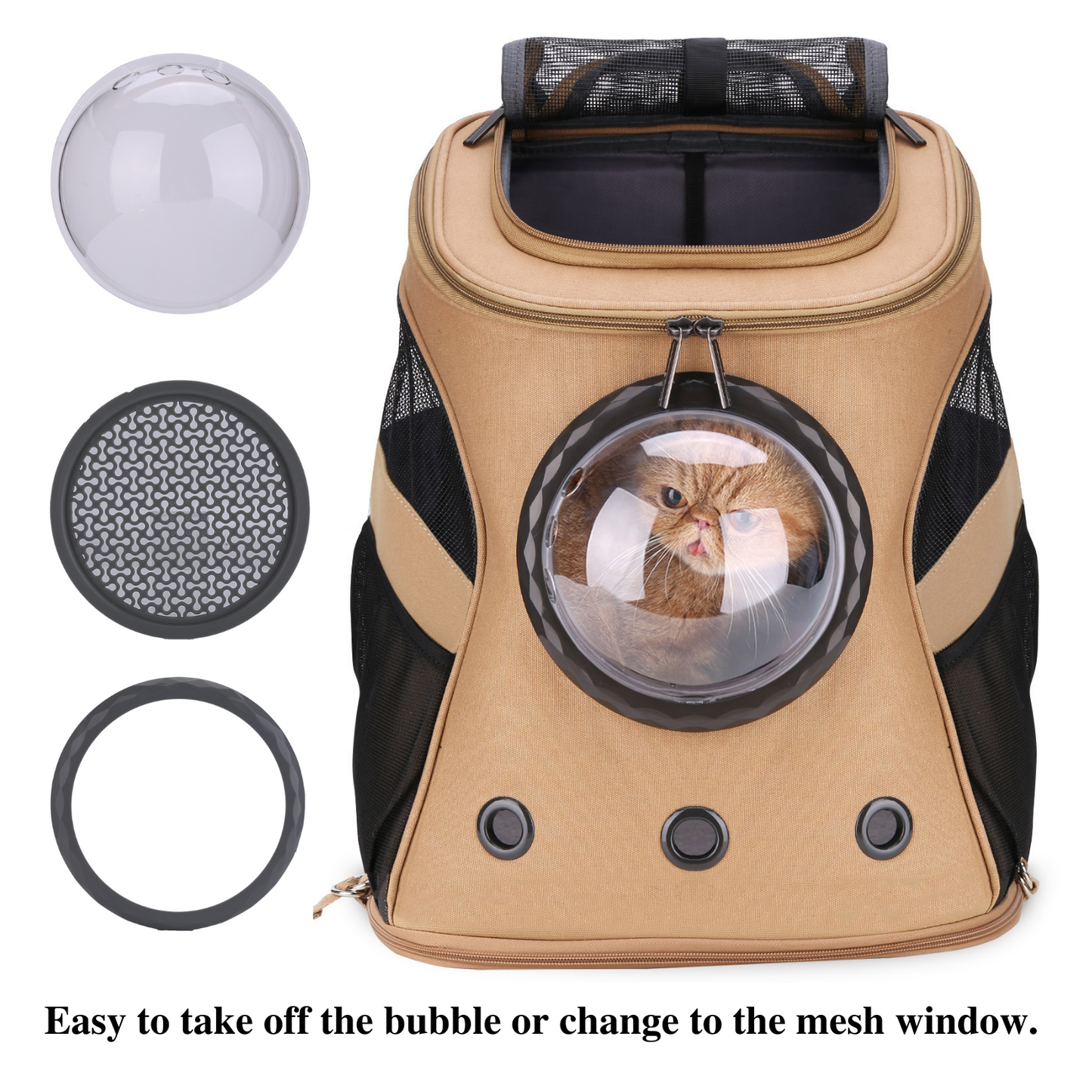 Pet Canvas Bubble and Breathable Capsule Portable Backpack-Large(Two Colors)