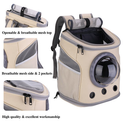 Canvas Bubble and Breathable Capsule Portable Pet Backpack-Medium(Two Colors)