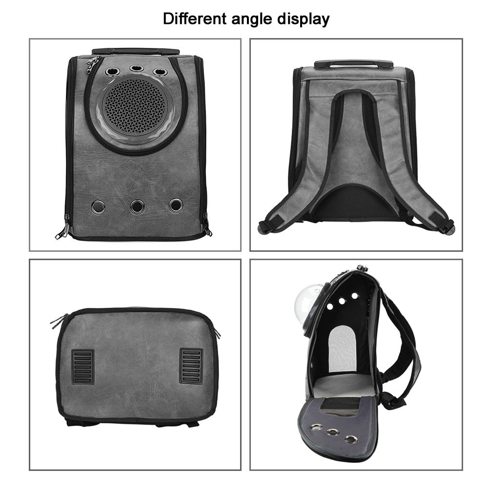 حقيبة ظهر جلدية للحيوانات الأليفة مزودة بفقاعات لحمل القطط، معتمدة من شركات الطيران 