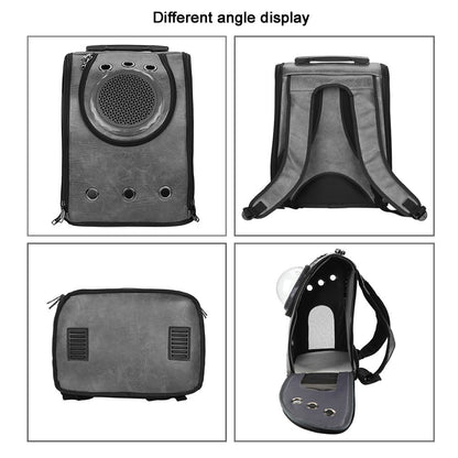 حقيبة ظهر جلدية للحيوانات الأليفة مزودة بفقاعات لحمل القطط، معتمدة من شركات الطيران 