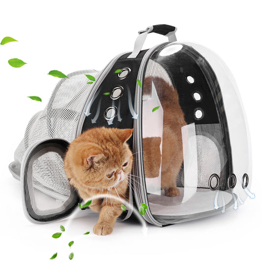 Mochila de burbujas para gatos con ventana transparente, transportín expandible para gatos y perros (parte trasera expandible, tres colores) 