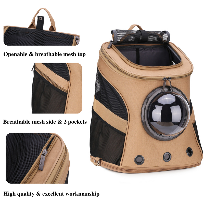Canvas Bubble and Breathable Capsule Portable Pet Backpack-Large(Two Colors)