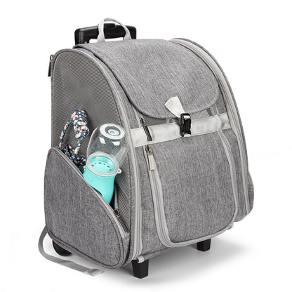 Pet Geometric Roller-Carrier Backpack Trolley